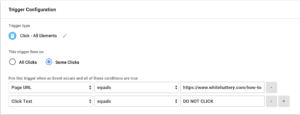 Google Tag Manager conditions menu