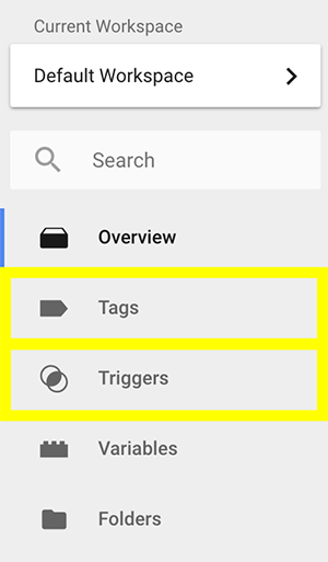 Google tag manager menu example