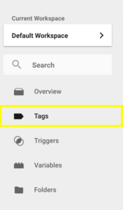 Google Tag Manager tag menu