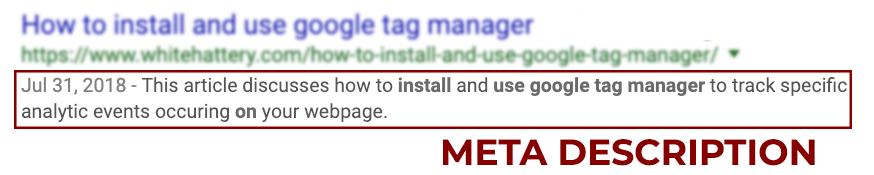 Meta Description Example in search engine results page