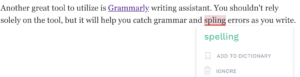 example of spelling error fixed by Grammarly